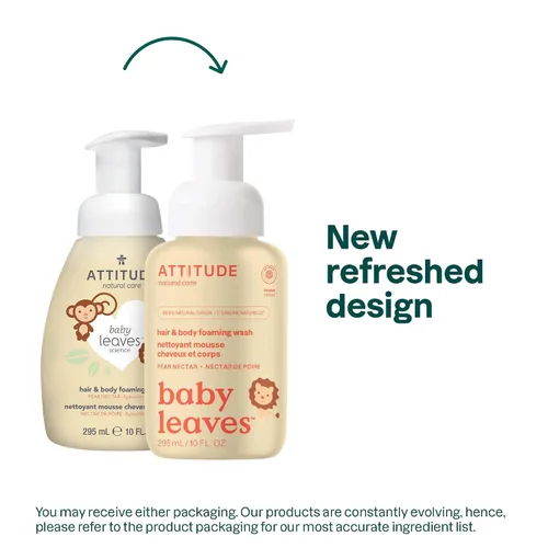 Miniatura 2 de ATTITUDE Lavado Espumoso 2 en 1 para Cabello y Cuerpo de Bebé, Champú Jabón Verificado por EWG, Dermatológicamente Probado, Hecho con Ingredientes