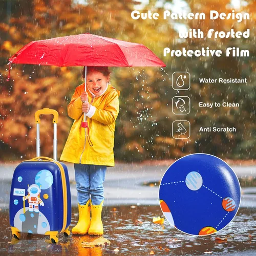Miniatura 2 de Goplus Equipaje para niños, 2 piezas, 12 y 16 pulgadas, juego de equipaje de mano para niños con 4 ruedas giratorias, maleta ligera con ruedas
