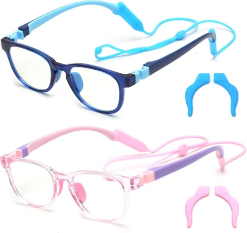 Miniatura 12 de JM Lentes de luz azul para niños, hierbas para juegos de computadora para niñas y niños de 3 a 10 años, lentes anti Blue Ray TR90