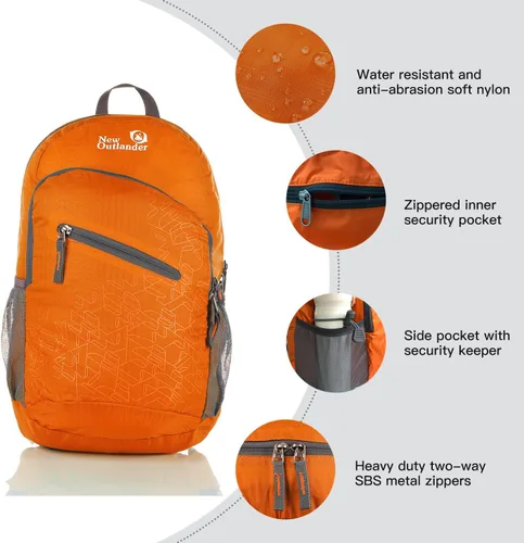 Miniatura 3 de Outlander mochila práctica, ligera, plegable, para senderismo, viajes, naranja