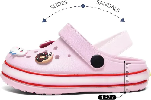 Miniatura 3 de XPKWS Zuecos para niños pequeños, niños y niñas, zapatos de jardín con luces LED, sandalias ligeras con luces, antideslizantes, de secado rápido