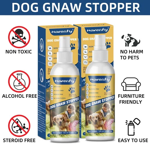Miniatura 2 de Spray sin masticar para perros (paquete de 2) – Sabor amargo de manzana, detiene la masticación de muebles y zapatos, evita lamer heridas, sin