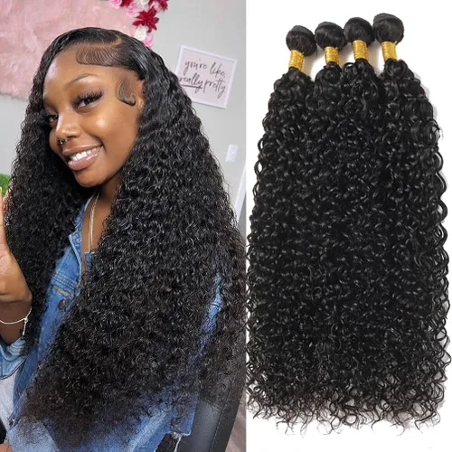 Miniatura 14 de Borchan Water Wave 3 Paquetes Cabello Humano Húmedo y Ondulado Cabello Humano 3 Paquetes para Mujeres Negras 16 18 20 Pulgadas Paquetes Brasileños