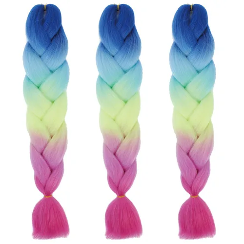 Miniatura 46 de Xiaofeng Extensiones de cabello trenzado coloridas Ombre de 61 cm, 3 unidades, trenzas Jumbo de alta temperatura para trenzas en zigzag y trenzas
