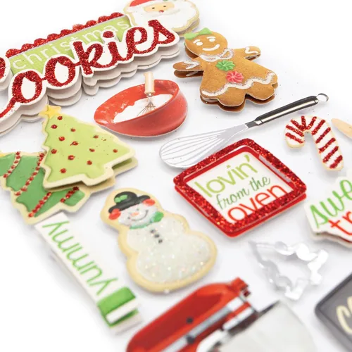 Miniatura 3 de Paper House Productions Die-Cut Dimensional & Glitter Accent Scrapbook Sticker Sheet - Christmas Cookies, 3-Pack