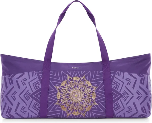 Miniatura 10 de Gonex Bolsa para esterilla de yoga, bolsa de gimnasio de lona extra con cremallera de metal impermeable, se adapta a tapetes y bloques, elegante Azul