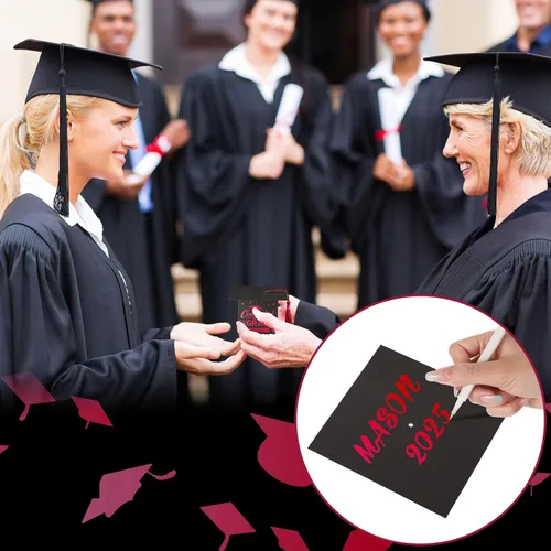 Miniatura 6 de Chuangdi 30 cajas de dulces de fiesta de felicitaciones graduadas, caja de casquillo de bricolaje con borlas para regalo de graduación, suministros