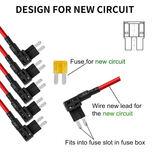 Miniatura 5 de MuHize Grifos de fusibles Micro2 – Adaptador de circuito adicional ATR de 12 V para caravana y automóvil, 5 fusibles 5A, diseño de doble ranura