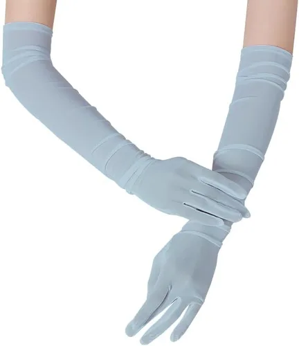 Miniatura 2 de Specell Womens Mesh Gloves 100% Pure Mulberry Silk 23.6" Elbow Length 1920s Wedding Bridal Evening Opera Elastic Silk Gloves