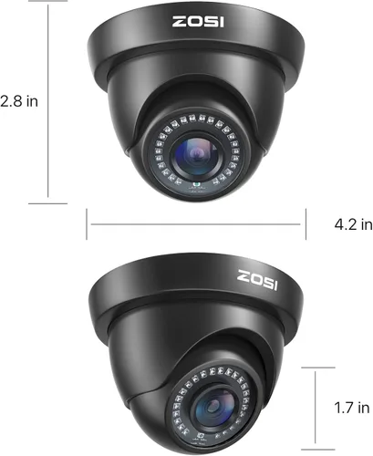 Miniatura 9 de ZOSI Paquete de 4 cámaras de seguridad domo 1080P 1920TVL HD-TVI, visión nocturna, cámara CCTV de vigilancia para interiores y exteriores de 2 MP