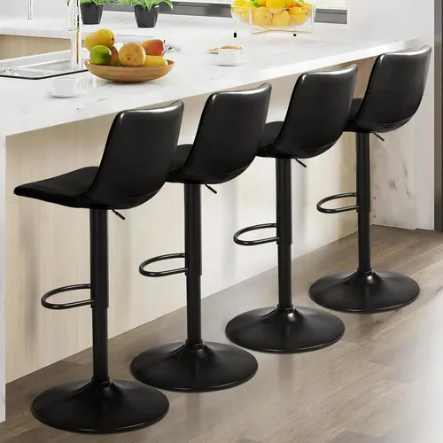 Miniatura 12 de LEMBERI Juego de 2 taburetes de bar, modernos taburetes de bar giratorios ajustables, altura de mostrador con respaldo, sillas de bar tapizadas