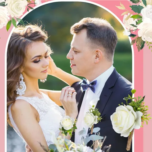 Miniatura 7 de Sherr Juego de 60 piezas de ramillete de rosas y boutonniere, rosa marfil, pulsera de flores para novia, dama de honor, ramillete para novio