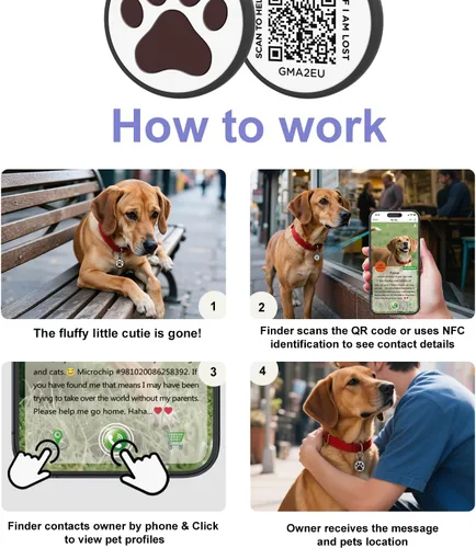 Miniatura 4 de Etiqueta para gatos con código QR, página de visualización de perfil en línea de mascotas, múltiples contactos de emergencia, silicona silenciosa