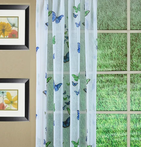 Miniatura 12 de Today's Curtain Panel semitransparente con estampado de mariposas, 63", azul, 54W x 63L