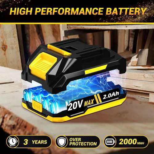Miniatura 4 de Mini motosierra inalámbrica con batería de 2000 mAh y cargador rápido y 2 cadenas, la mejor motosierra eléctrica de 6 pulgadas con sistema de aceite