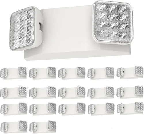 Miniatura 14 de Paquete de 2 luces de emergencia para negocios, con batería de respaldo, cable duro, certificado UL 924, CA 120/277V, luz de emergencia LED