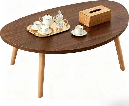 Miniatura 26 de Mesa auxiliar pequeña, mesa baja con patas de madera maciza, mesa auxiliar ovalada de 23.6 pulgadas, mesa auxiliar auxiliar de pie para sentarse