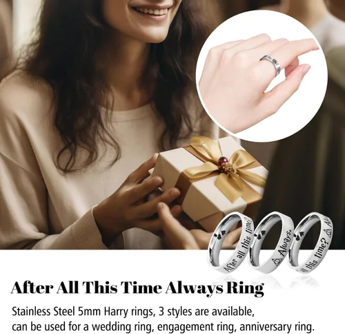 Miniatura 6 de LParkin Ring After All This Time Always - Anillos de acero inoxidable para mujeres y hombres, anillo antiestrés de 0.197 in para fanáticos del mundo