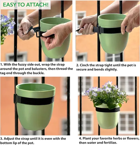 Miniatura 4 de Maceta de barandilla para plantas al aire libre (6 pulgadas, paquete de 3) Maceta colgante para barandillas, postes de valla Maceta de pared