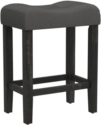 Miniatura 5 de Roundhill Furniture Sora Taburetes de Altura de Mostrador Tipo Silla de Montar con Capitoné, Juego de 2, Gris