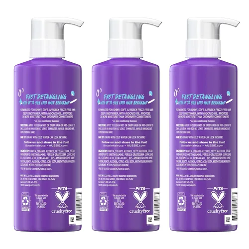 Miniatura 9 de Aussie Acondicionador Profundo Milagroso de 3 Minutos Hidratante para Cabello Seco, Aceite de Aguacate y Jojoba, Seguro para Cabello Teñido