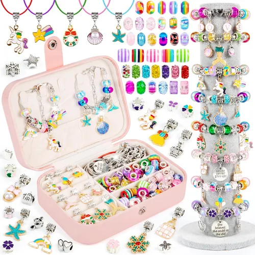 Kit de fabricación de pulseras de Sofier para niñas, caja de joyería, kit de fabricación de joyas, regalos para niñas de 4 a 12 años, juguetes de