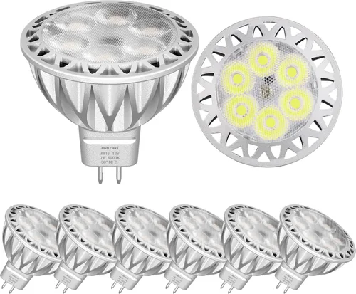 Miniatura 13 de Bombillas LED MR16, paquete de 6, 5 W (equivalente a 50 W de halógeno) 2700 K, blanco cálido, base GU5.3, 12 V, reflector no regulable, 38°, 450 lm