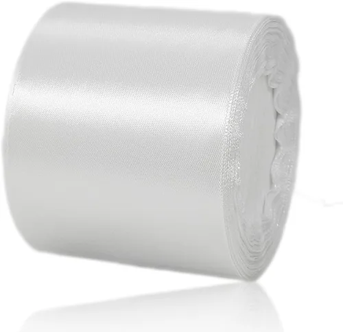 Miniatura 116 de Cinta blanca de 1/8 pulgadas x 100 yardas, cintas de tela de satén blanco para envolver regalos, manualidades, álbumes de recortes, ramos florales