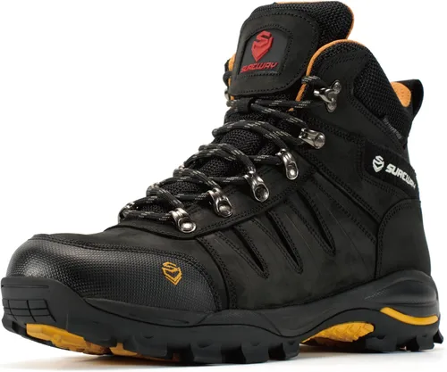 SUREWAY Men's 6" Waterproof Work Boots - Soft Toe,Leather Lace Up,EH Rated, Slip Resistant Outsole for Construction, Roofing & Hunting Work Boots