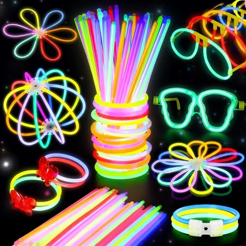 BUDI 467 piezas de palos brillantes para fiestas para niños y adultos, suministros de fiesta que brillan en la oscuridad, accesorios para el 4 de