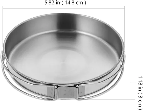 Miniatura 2 de Sartén pequeña para acampar, sartén portátil de acero inoxidable de 5.8 pulgadas para cocinar al aire libre con mango plegable, mini sartén