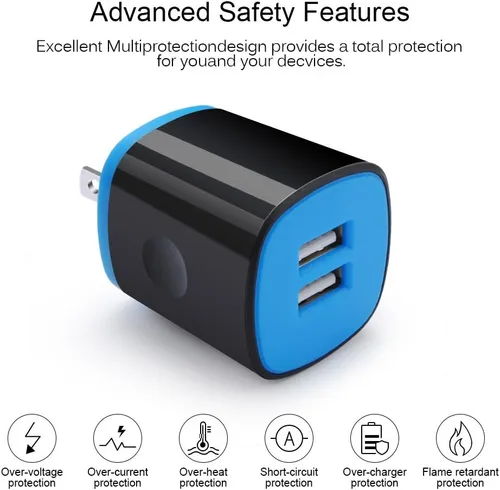 Miniatura 3 de Cargador USB tipo C para Moto G Pure/G Play 2026 2024/G Power 2026 2025 2024/G Stylus 5G 2025 2023/G 2025/G Fast/G7/G8/Z4, ANDHOT 2 puertos USB Azul