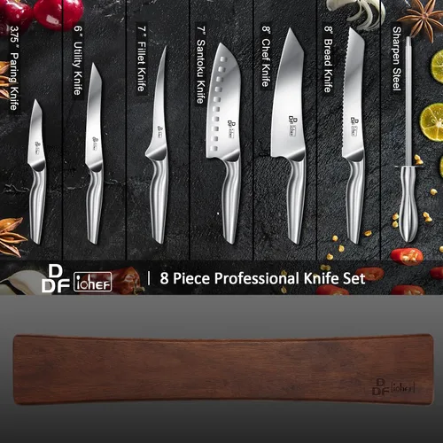 Miniatura 3 de DDF iohEF Juego de cuchillos con tira de cuchillos, juego de 8 cuchillos de cocina profesional, juego de cuchillos de chef japoneses de acero
