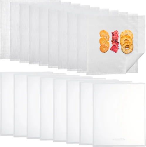 Thenshop 8 bandejas deshidratadoras de silicona con borde y 10 alfombrillas deshidratadoras de malla, antiadherentes, reutilizables, para frutas,