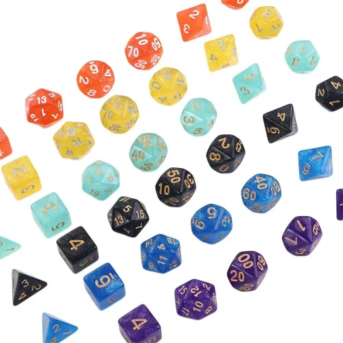 Miniatura 7 de Juego de 7 piezas de dados poliédricos con purpurina Star Shine D4 D6 D8 D10 D% D12 D20 Juego Juguetes Jugando Juegos Glitter Galaxy Dices