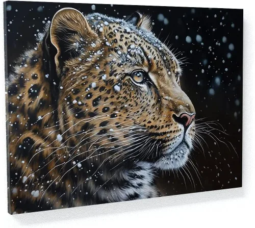 Miniatura 33 de Sense Canvas Arte en lienzo con retrato de leopardo verde 2 – Decoración del hogar para pared, póster grande 40 x 30 / 0.75 pulgadas