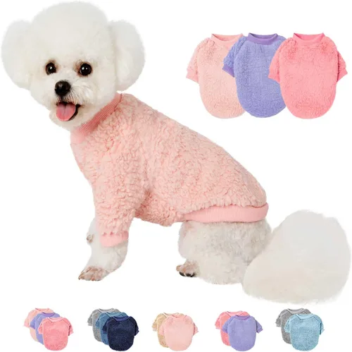 Suéteres Ropa Abrigos para Perros Pequeños Niño o Niña Gato Cachorro Abrigo Sudaderas Suave Cálido Esponjoso Chaqueta de Invierno Prendas (Rosa