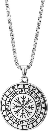 Miniatura 4 de Viking Pendant Necklace, Mjolnir Thor Hammer Nordic Vegvisir Compass Norse Runic Circle Medal Steel