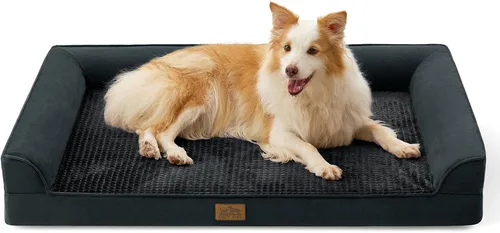 Miniatura 17 de COZY KISS Camas ortopédicas para perros de tamaño grande, sofá XL para mascotas con forro impermeable, sofá de espuma para mascotas de hasta 100 Gris