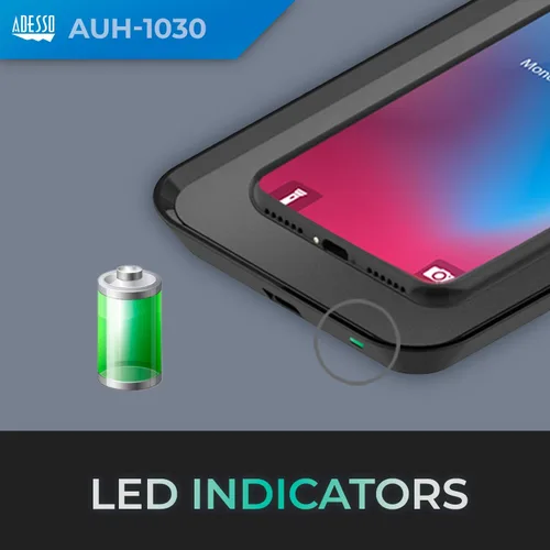 Miniatura 6 de Adesso AUH-1030 10W Max Qi certificado 3 bobinas almohadilla de carga inalámbrica