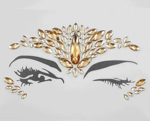 Miniatura 6 de Topz - Joyas de cara dorada para maquillaje de Halloween, festivales, boda, cara, gemas temporales, tatuajes de sirena, carnaval, cara, calcomanías