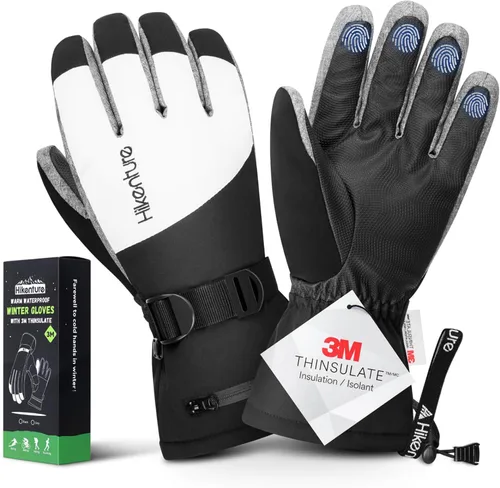 Hikenture Guantes de esquí para hombres y mujeres-3M Thinsulate guantes de nieve impermeables aislados, guantes de snowboard de invierno, guantes
