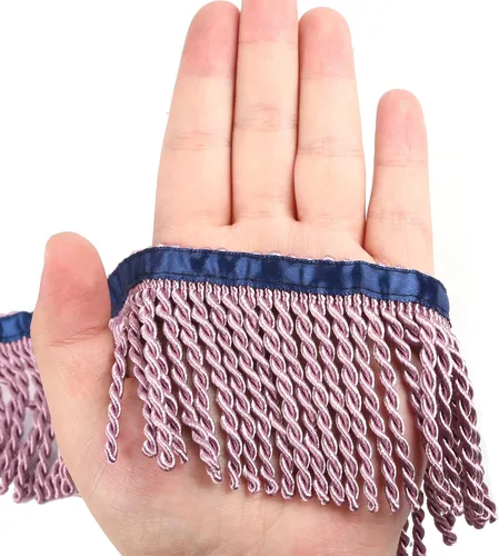 Miniatura 15 de Ribete de Flecos de Lingotes y Adornos 5/10 Yardas X 2.5 Pulgadas de Tela para Costura DIY Decoración para Ropa Flecos Hebreos Dorados con Cinta Azul