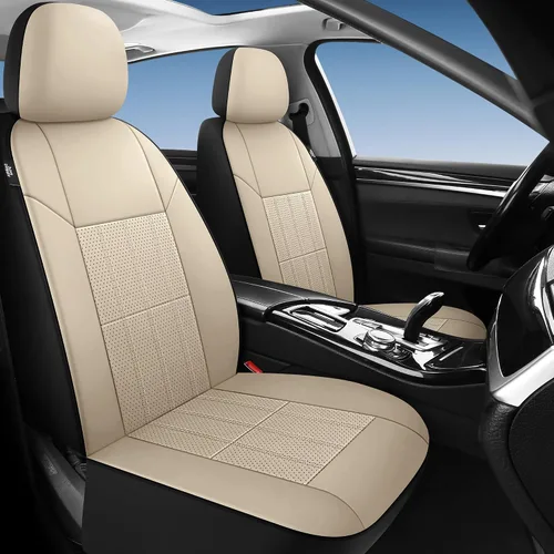 VarCozy Juego de fundas para asientos delanteros de automóvil de piel sintética, fundas universales para asientos delanteros de automóvil, fundas