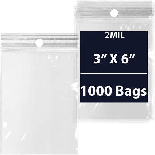 Miniatura 9 de Bolsas de almacenamiento de plástico transparente de 3 x 6 pulgadas de 2 mil (100 bolsas), duraderas, ligeras, con cremallera resellable, agujero