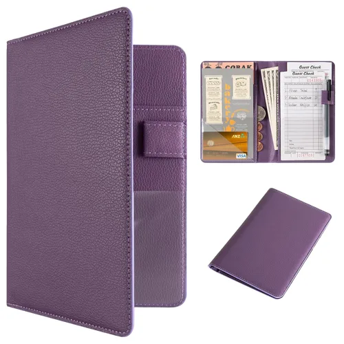 Miniatura 43 de CoBak - Libreta para meseros, organizador compacto con bolsillos transparentes y para dinero, portabolígrafo, se ajusta perfectamente al delantal