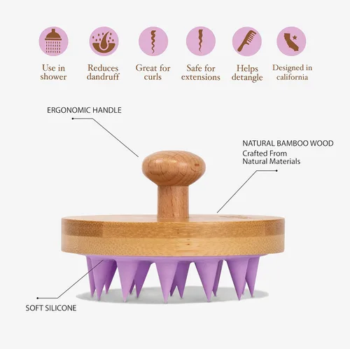 Miniatura 3 de Masajeador de cuero cabelludo, cepillo de champú para el cabello, cepillo de ducha de silicona suave para el cuero cabelludo, masajeador de cabeza