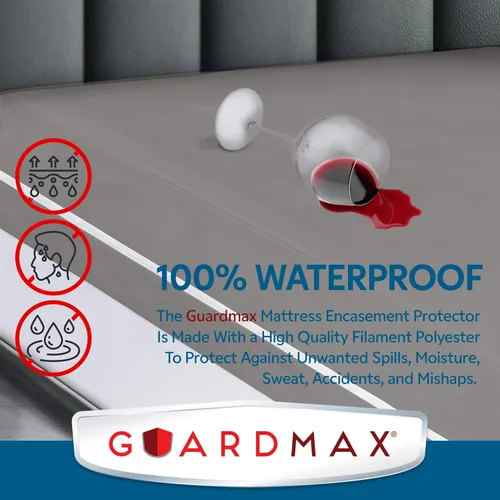 Miniatura 3 de Guardmax Funda de colchón de punto con cremallera, tamaño Queen, impermeable y a prueba de chinches, ropa de cama cómoda, suave y silenciosa con 2