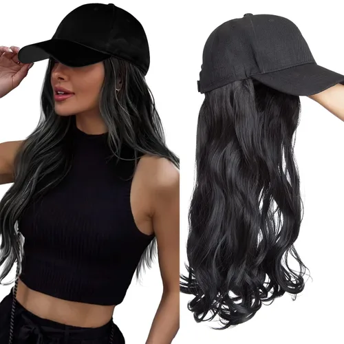 Miniatura 8 de SEGO Gorra de béisbol con extensiones de cabello para mujer, resistente al calor, sintético, 6 pulgadas, ajustable, corta, recta, peluca de repuesto