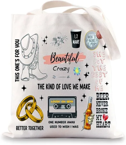 BWWKTOP Bolsa de lona para cantante de campo, álbum de música, regalos para música country para fanáticos de los cantantes (peines TG)